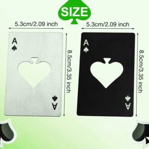 ZB.soar Bottle Openers, Stainless Steel Poker Card Can Openers, Beer Opener Ace Card Bottle Cap Openers Poker Cap Openers (Silver & Black,2 Pcs)