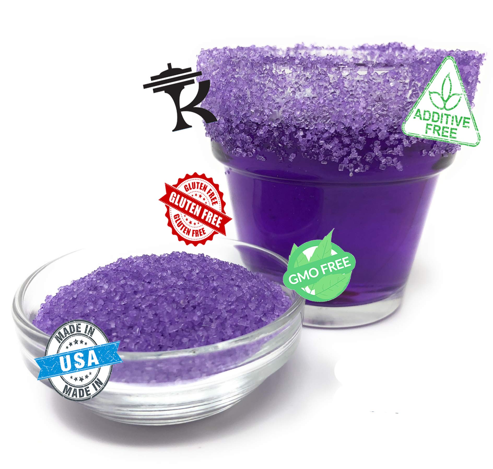 Snowy River Cocktail Sugar & Edible Glitter Pack - Naturally Colored Beverage Rimming Sugar for Cocktails, Margaritas, Drinks, 4oz Sugar & 4g Glitter (Purple)