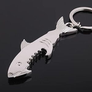 ARFUKA Bottle Opener Keychain Shark Shaped Soda Beer Bottle Opener Keyring Beverage Bottle Opener Key Ring, Women Men Gift for Christmas and Birthday Silver