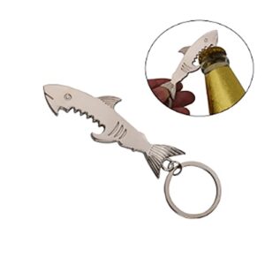 ARFUKA Bottle Opener Keychain Shark Shaped Soda Beer Bottle Opener Keyring Beverage Bottle Opener Key Ring, Women Men Gift for Christmas and Birthday Silver