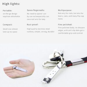 Vial Opener x4 + Reel Clip Vial Opener x2, Mini Beer Bottle Opener Keychain Bottle Opener Portable Bottle Medical Bottle Opener Bottle Decaper Metal Cap Removal for Vials Botox