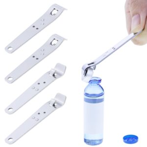 Vial Opener x4 + Reel Clip Vial Opener x2, Mini Beer Bottle Opener Keychain Bottle Opener Portable Bottle Medical Bottle Opener Bottle Decaper Metal Cap Removal for Vials Botox