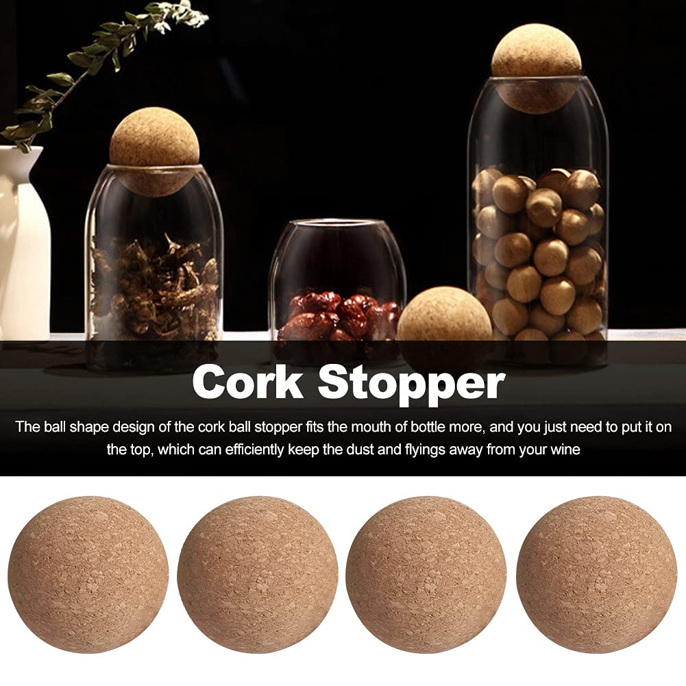 Wine Cork Ball, Wine Decanter Cork Stopper Decanter Top, 6.1cm 2.4inch Wooden Cork Ball Stopper for Wine Decanter Carafe Bottle Replacement(2pcs)