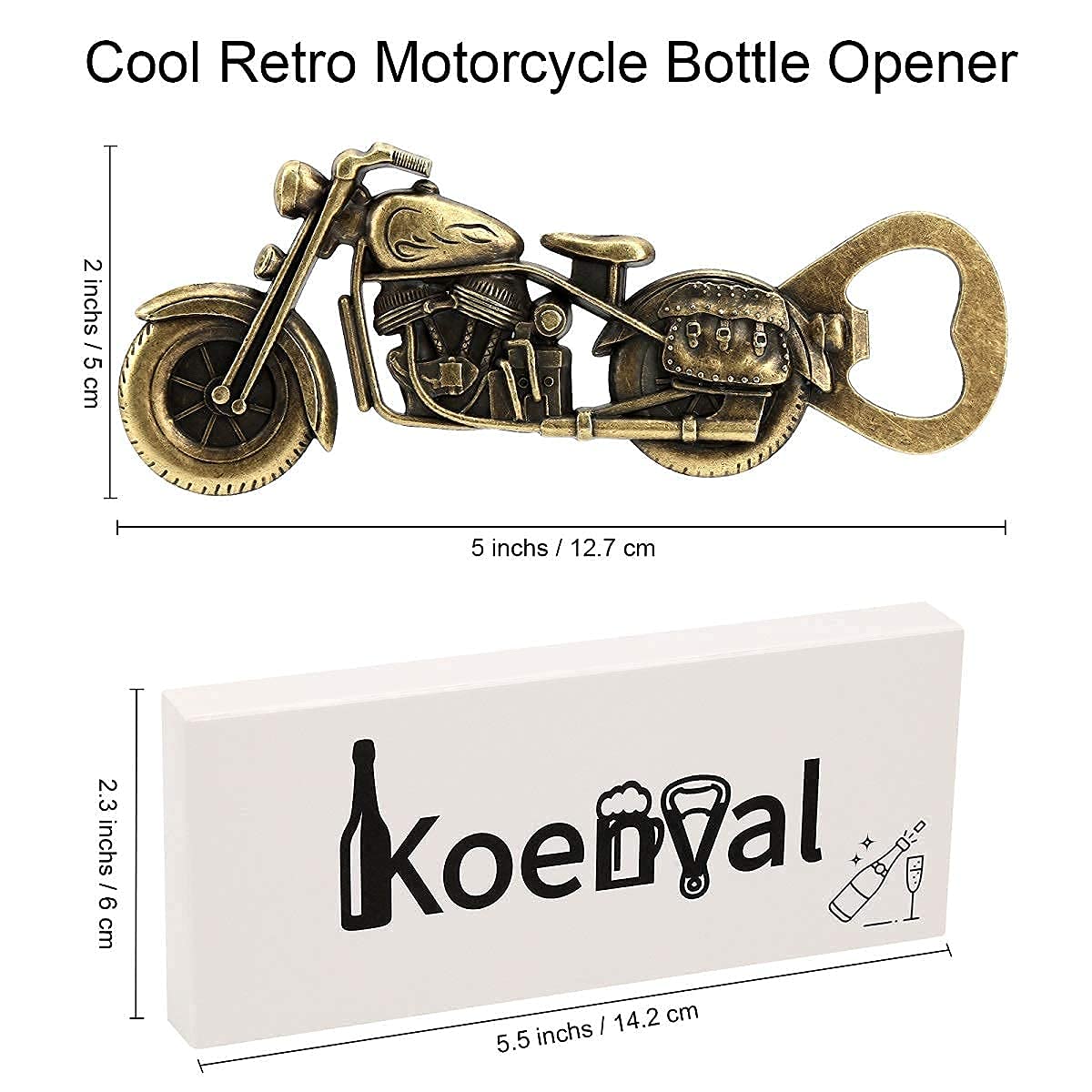 Koenval Gifts for Men, Motorcycle Bottle Opener Birthday Gifts Vintage Cool Beer Gift Unique Christmas Fathers Day Valentines Anniversary Presents for Him Dad Husband Boyfriend Grandpa