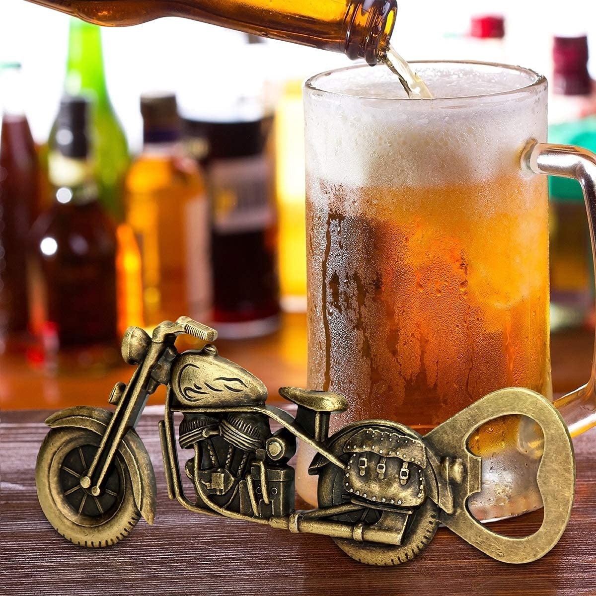 Koenval Gifts for Men, Motorcycle Bottle Opener Birthday Gifts Vintage Cool Beer Gift Unique Christmas Fathers Day Valentines Anniversary Presents for Him Dad Husband Boyfriend Grandpa