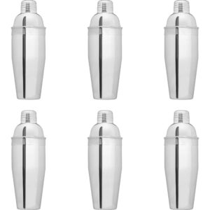 stainless steel shakers 23.3 oz. set of 6, bulk pack - bartender kit, perfect for martini, cocktails, other beverages - stainless steel