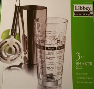 libbey cocktail shaker with mixing glass set of 3