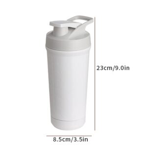 ComfyoneCHP Detachable Bottom Stainless Steel Water Bottle Protein Mixing Shaker Tumbler Removal Ball and Bottom Easy Clean Leak-Proof Blender Cup 28oz (800ml) for Gym (White)