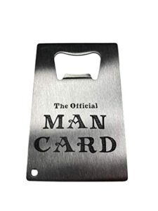 elite outdoors (man card) stainless steel wallet credit card sized bottle opener/keychain. custom, convenient card size fits in any wallet.