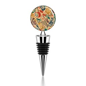 retro musical instrument wine bottle stoppers reusable plug wine saver corks for beverage holiday party kitchen decorative