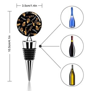 Musical Instruments Saxophone French Hor Wine Bottle Stoppers Reusable Plug Wine Saver Corks for Beverage Holiday Party Kitchen Decorative