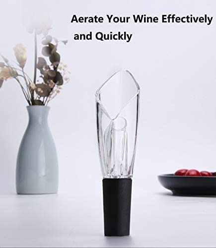 1 Pack Wine Aerator Pourer Spout Tulips Shaped Aerator Wine Pour Premium Wine Aerator Wine Bottle Aerator Pourer for Red and White Wine Lover Gift, Black