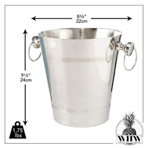 WHW Whole House Worlds Old World Luxurious Grand Hotel Champagne Bucket, Silver Aluminum Nickel, 8.75 D W x 9.5 H Inches