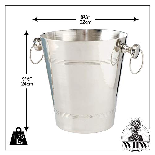 WHW Whole House Worlds Old World Luxurious Grand Hotel Champagne Bucket, Silver Aluminum Nickel, 8.75 D W x 9.5 H Inches