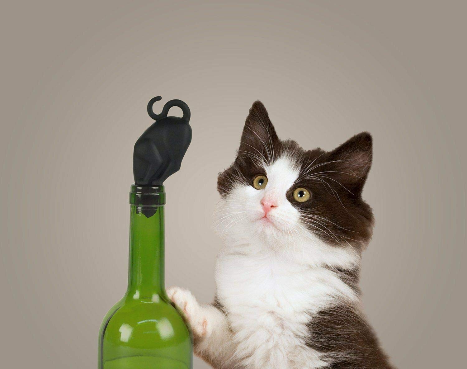 Unido Box Food Safe Silicone Black Kitty Cat Butt Wine Bottle Stopper