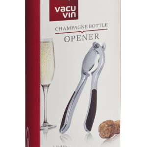 Vacu Vin Champagne Bottle Opener, Silicone, Silver, 7.2x18.4x3.7 cm