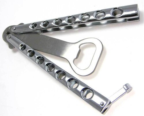 The Original BOTTLEFLY KNIFE Butterfly Knife Bottle Opener (Chrome) Color: Chrome Home & Kitchen