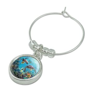 GRAPHICS & MORE Ocean Coral Reef Sea Turtles Diving Wine Glass Charm Drink Marker