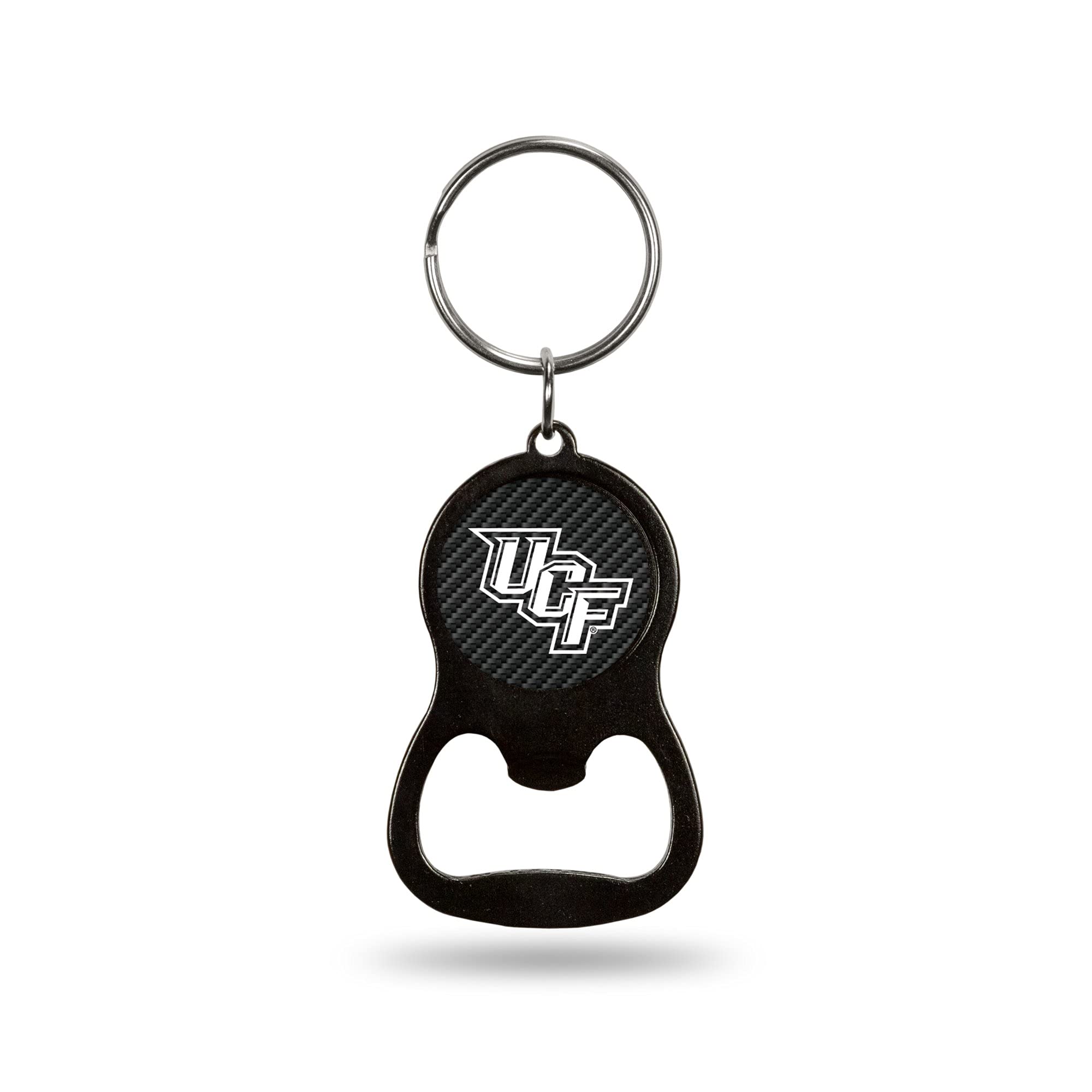 Rico Industries Central Florida Knights UCF Carbon Fiber Metal Keychain - Beverage Bottle Opener With Key Ring - Pocket Size