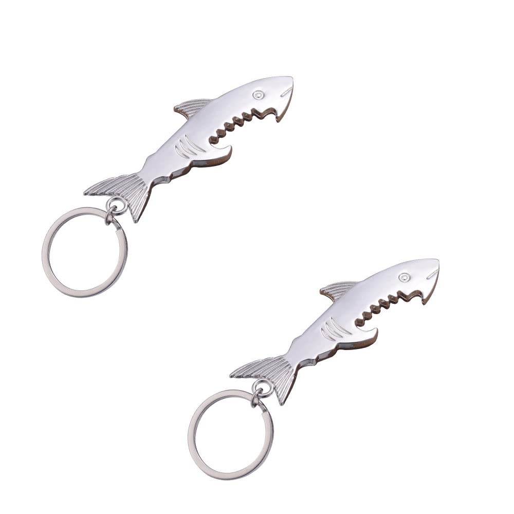 Wmzjnljy 2pcs Swatom Shark Bottle Opener Tool Keychain Accessories Soda Beer Bottle Opener Keyring for Birthday Anniversary(J06-2)