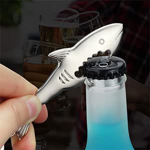 Wmzjnljy 2pcs Swatom Shark Bottle Opener Tool Keychain Accessories Soda Beer Bottle Opener Keyring for Birthday Anniversary(J06-2)
