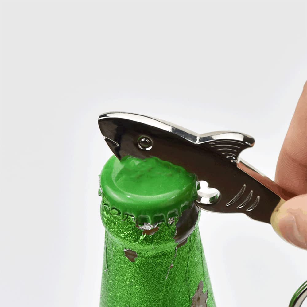 Wmzjnljy 2pcs Swatom Shark Bottle Opener Tool Keychain Accessories Soda Beer Bottle Opener Keyring for Birthday Anniversary(J06-2)