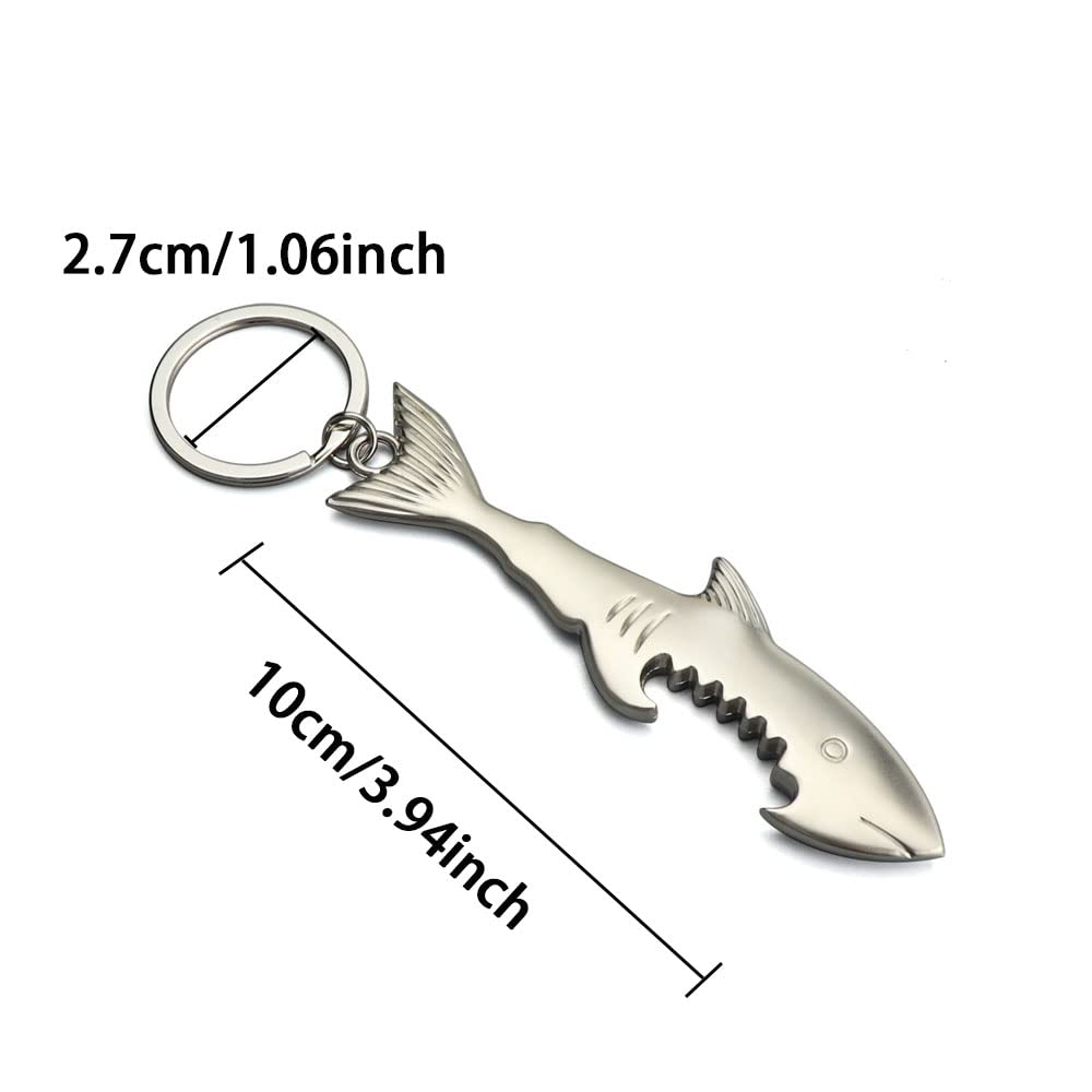 Wmzjnljy 2pcs Swatom Shark Bottle Opener Tool Keychain Accessories Soda Beer Bottle Opener Keyring for Birthday Anniversary(J06-2)