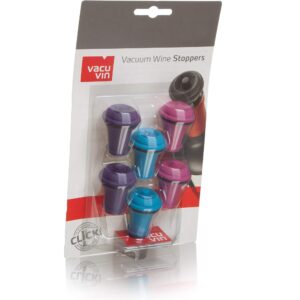 Vacu Vin Original Wine Vacuum Stoppers Set of 12 Gift Set of 6 Grey and 6 Color