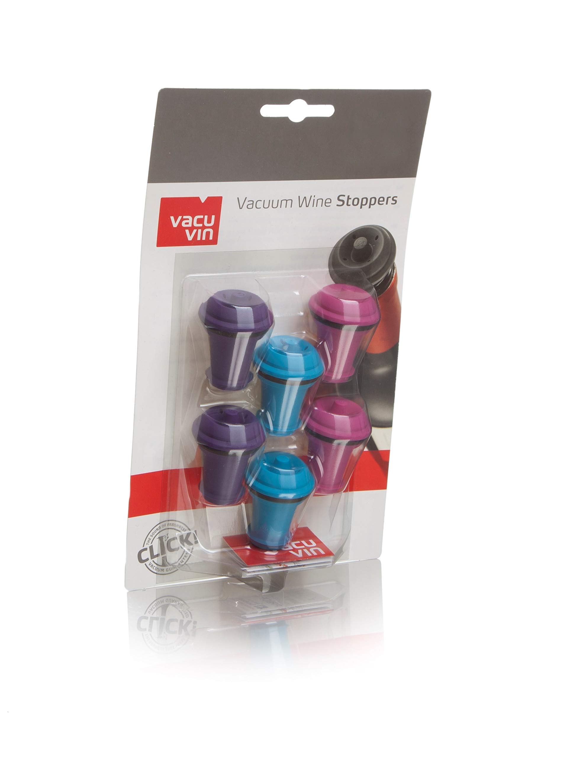 Vacu Vin Original Wine Vacuum Stoppers Set of 12 Gift Set of 6 Grey and 6 Color