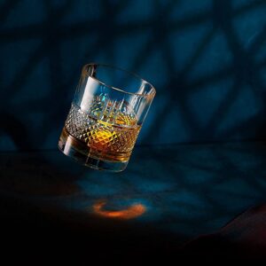 Whiskey Stones & Old Fashioned Cocktail Glass Gift Set - 6 Handcrafted Granite Round Chilling Rocks - Crystal Reserve Whiskey Glasses (10oz) - Hardwood Presentation Tray - Gold Foil Box