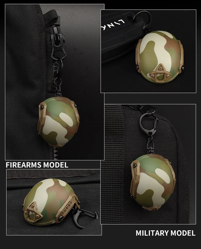 Tactical Fast Helmet Model Keychain Key Ring Mini Portable Bottle Opener Keychain Backpack Charm Military Fan Accessories Gift (Color : AC41-CP)