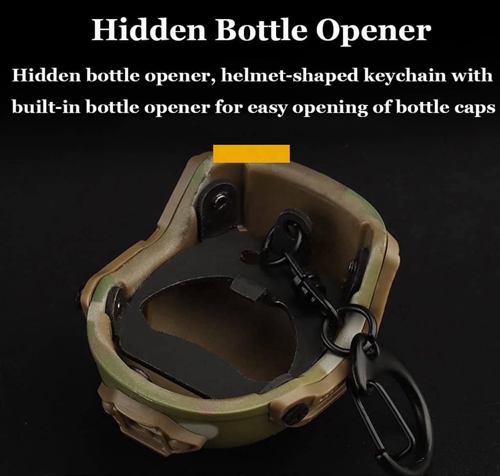 Tactical Fast Helmet Model Keychain Key Ring Mini Portable Bottle Opener Keychain Backpack Charm Military Fan Accessories Gift (Color : AC41-CP)