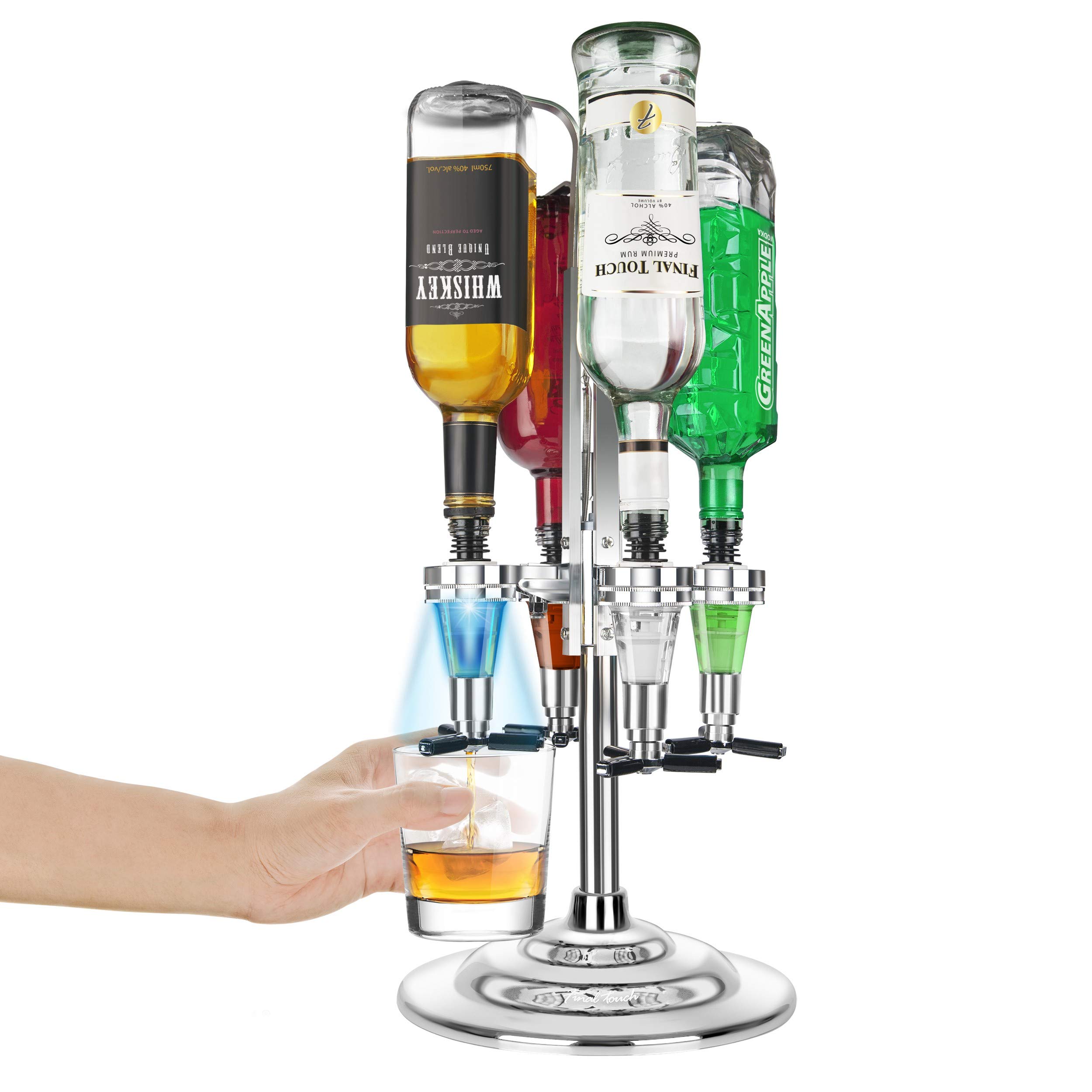 Final Touch 4 Bottle LED Illuminated Rotating Liquor Dispenser/Bar Caddy (FTA1815)