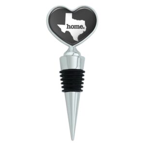 texas tx home state solid dark gray grey officially licensed heart love wine bottle stopper