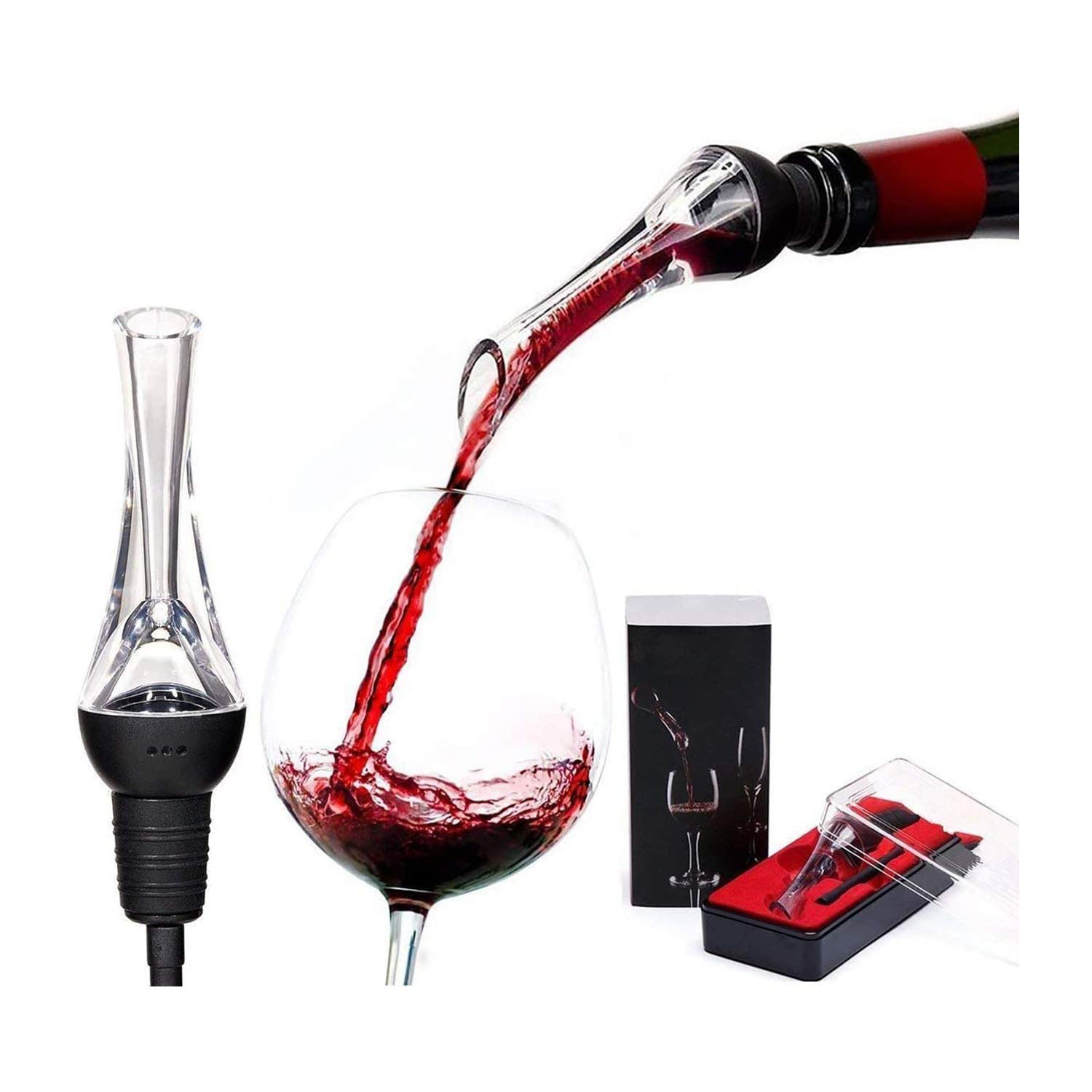 Wine Aerator Pourer Woodpecker Pourer Aerating Non Drip Spout Wine Accessory with Case