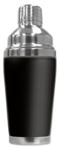 mugzie brand 20 ounce cocktail shaker with insulated wetsuit cover - black