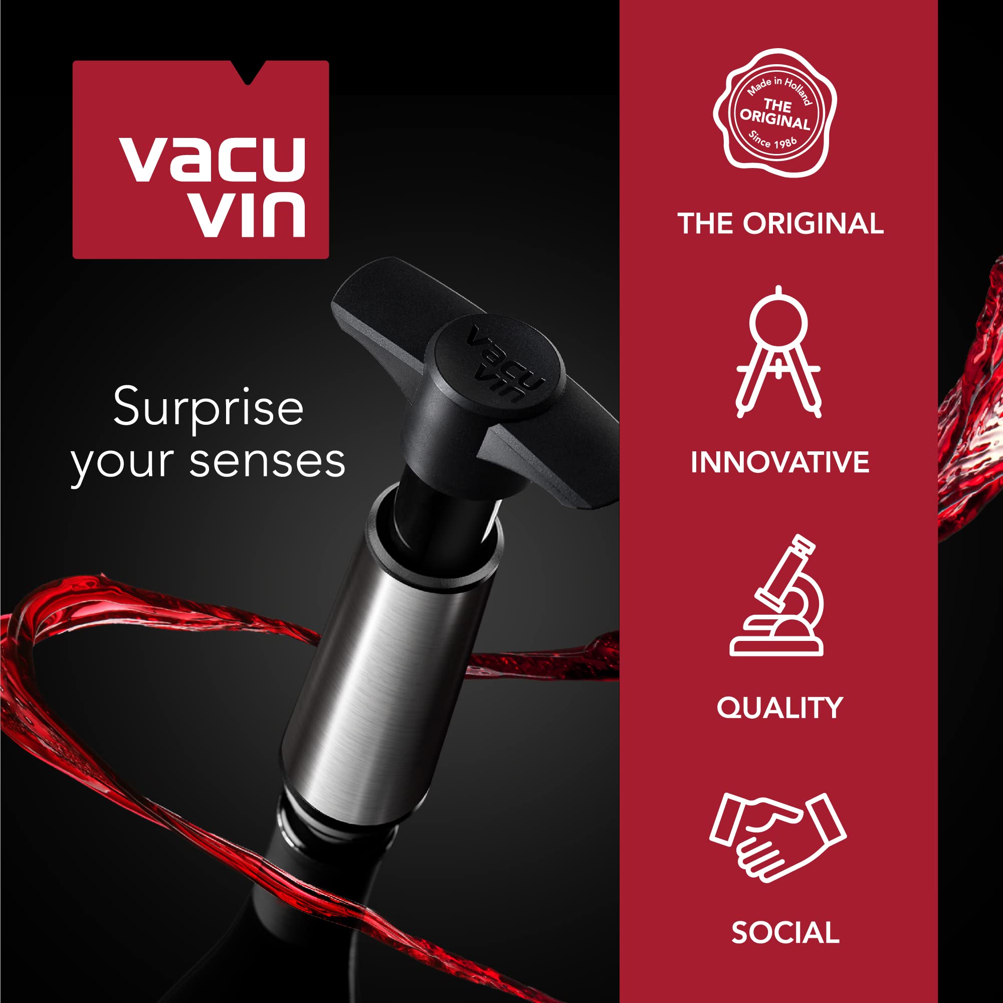 Vacu Vin Wine Saver, standard, Black with server