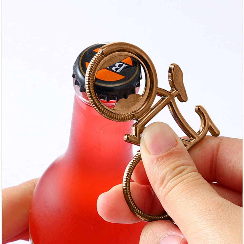 PLWJK Bicycle Bottle Opener, Keychain Beer Openers Valentine's Day Gifts for Men and Wemen (Metal)