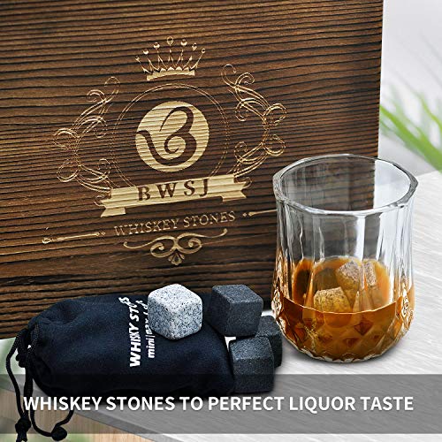 BWSJ Gifts for Men Dad Husband Whiskey Glasses Set Whiskey Stones Gift for Christmas Fathers Day Birthday Retirement Wedding Anniversary Retirement,Brown,X-Large