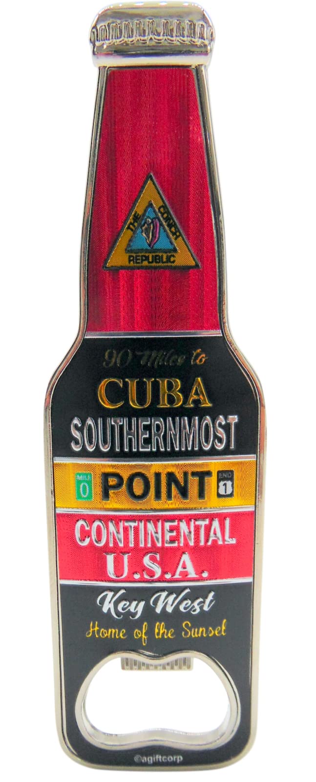 Southernmost Point Bottle Opener Magnet Key West Florida Souvenir Magnetic Metal Beach Bar Accessory, 4 Inch