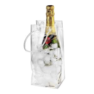 SH-RuiDu PVC Leakproof Ice Bag, Transparent Portable Ice Bucket Chiller with Carry Handle for Champagne Beer Wine Bottle