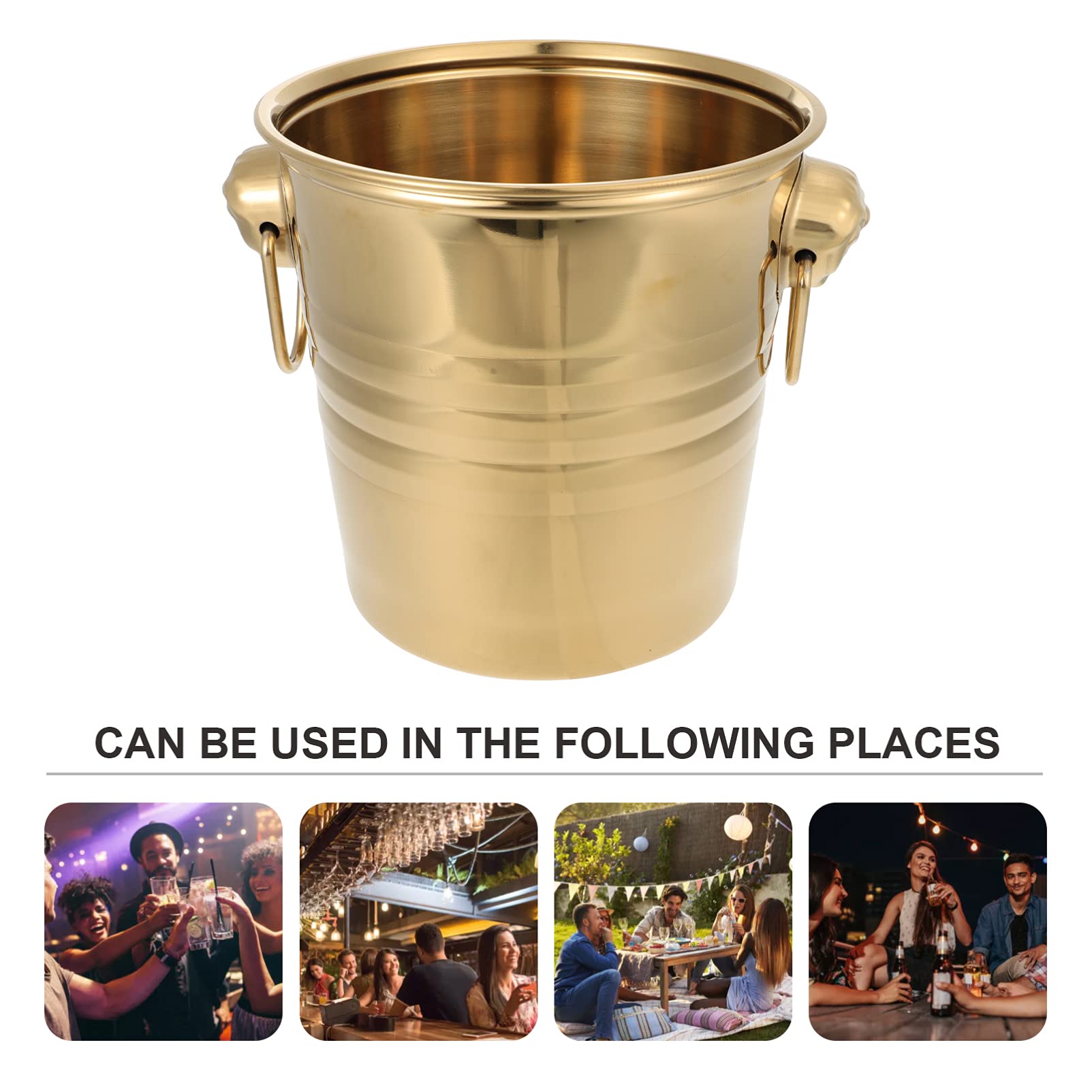 GALPADA Wine Bucket 1pc Ice Bucket Ice Cream Bucket Iced Stainless Steel Ice Cube Bucket