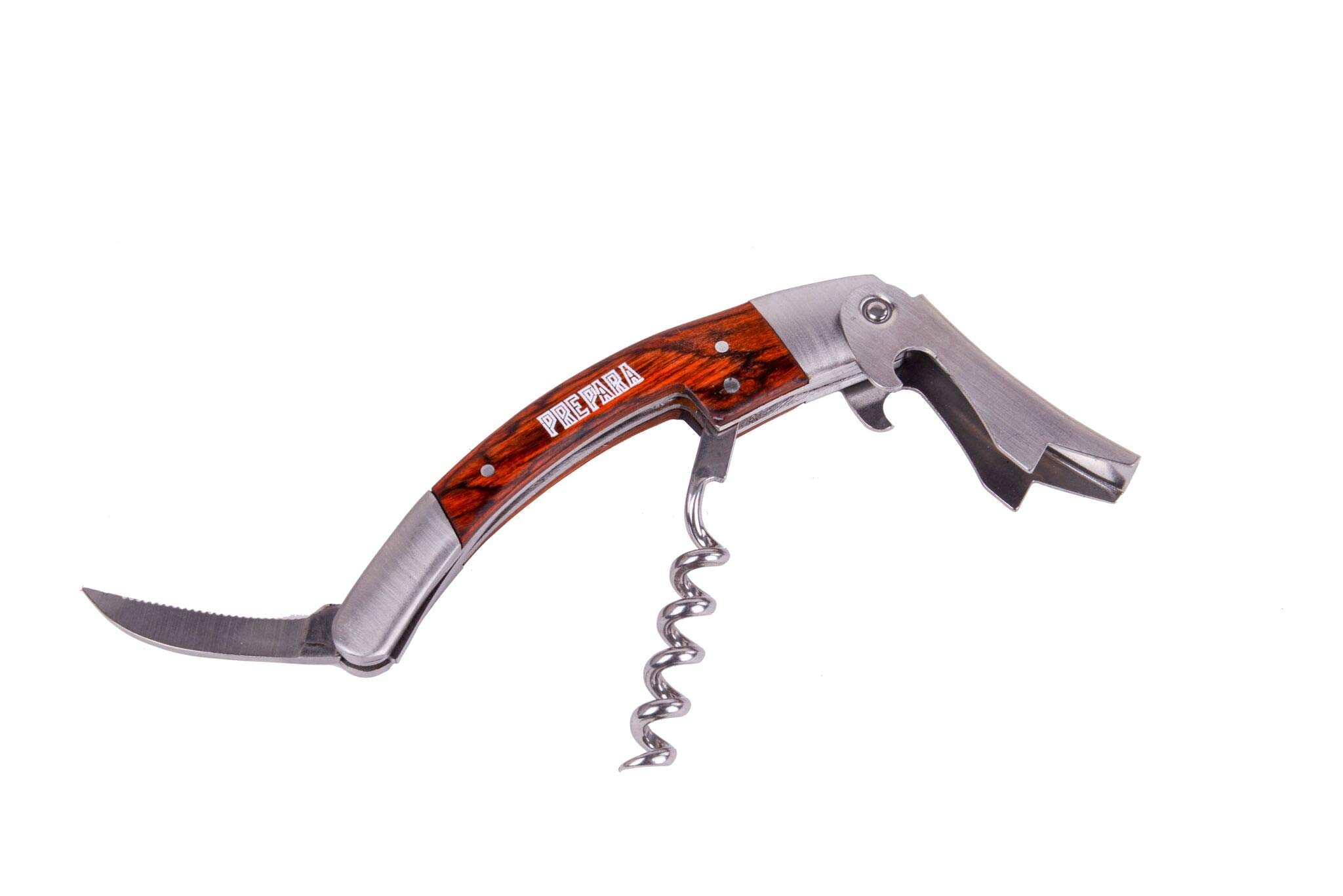 Prepara Wood and Stainless Steel Waiter's Corkscrew, 1 x 0.6 x 4.25 inches