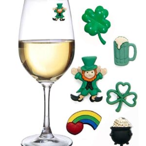 St Patricks Day Magnetic Drink Markers and Wine Charms for Stemless Glasses Beer Mugs or Cocktails Fun Decorations for a Party or Irish Gift Set of 6