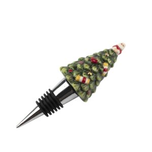 Spode Christmas Tree Bottle Stopper Figural Tree with Santa Design | Beverage and Wine Stopper | Perfect for Christmas Home Décor or Xmas Gift for Wine lovers