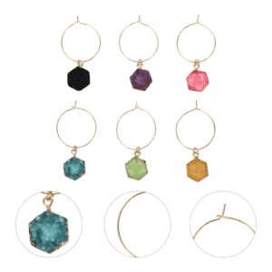 Hemoton Beaded Wine Glass Charms Tags: 6Pcs Crystal Wine Identification Drink Markers Rings Beer Glass Tags Clips for Champagne Flutes Cocktails Martinis