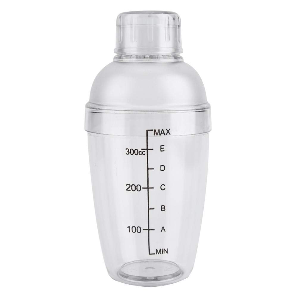 Plastic Cocktail Shaker, Martini Shaker, Drink Mixer Hand Shaker Cup with Scales, Anti-leaka Transparent PC Resin Milk Tea Cocktail Drink Shaker Bar Tool (300ml)