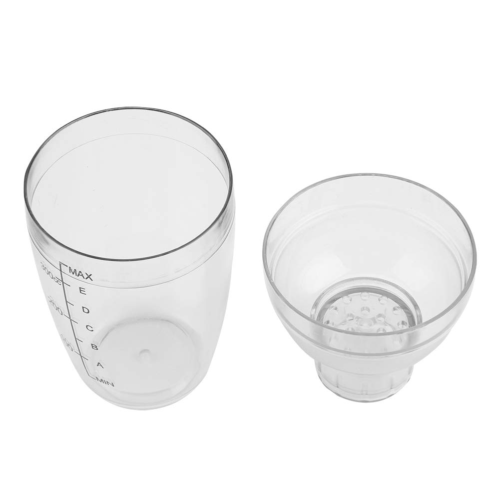 Plastic Cocktail Shaker, Martini Shaker, Drink Mixer Hand Shaker Cup with Scales, Anti-leaka Transparent PC Resin Milk Tea Cocktail Drink Shaker Bar Tool (300ml)