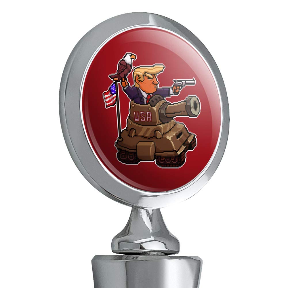 Patriotic Pixel Trump in Tank with American Eagle Flag Wine Bottle Stopper