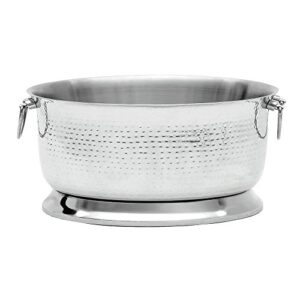 HUBERT Beverage Tub, Brushed Hammered Stainless Steel with Double Wall Construction - 19"Dia x 11"H